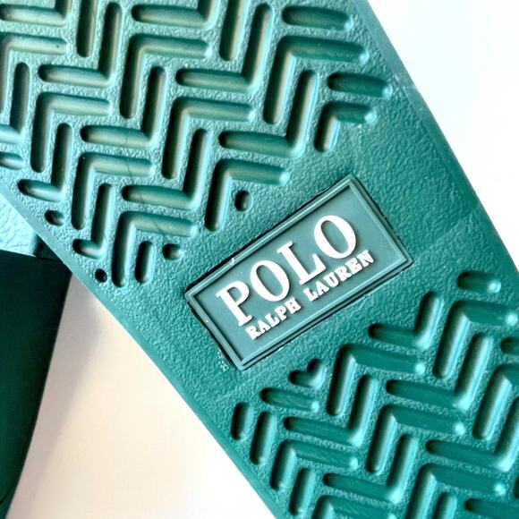 Polo Ralph Lauren Bear Slides Sz 14 Forest Green Preppy Resort Wear Pool main image 4